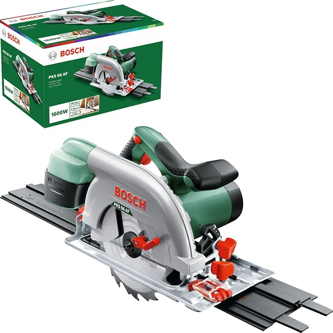 Bosch Sierra circular PKS 66 AF (Disco de sierra, carril guía, caja de cartón, 1600 vatios)