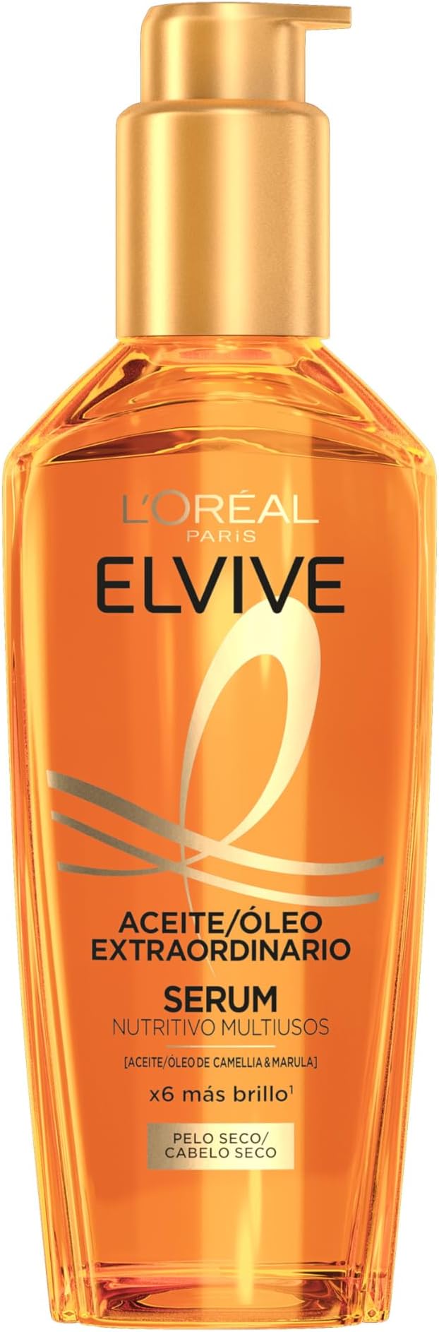 L’Oréal Paris, Elvive Aceite Extraordinario Sérum Nutritivo, Nutrición, Hidratación y Brillo, Para Cabello Seco, Con Aceites de Camellia y Marula, 100ml