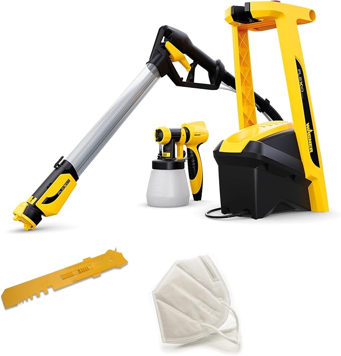 WAGNER pulverizador de Pintura W 950 FLEXiO para plásticas/látex, Barnices y esmaltes para Interiores, 15 m²-5 min, depósito 800 ml, 680 W, Manguera 3,5 m