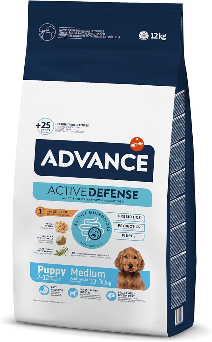 Advance Medium Puppy, Pienso para Perros Puppy (2 a 15 meses) de Razas Medianas con Pollo, 12kg