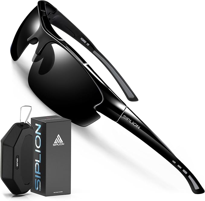 SIPLION Gafas de Sol Hombre Polarizadas Deportivas UV400 con Montura TR90