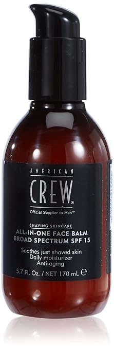 American Crew All In One Face Balm, Bálsamo Facial Todo en 1 con Factor de Protección Solar SPF 15, Calma la Piel Recién Afeitada, Previene la Irritación, Combate Signos de Antienvejecimiento, 170ml