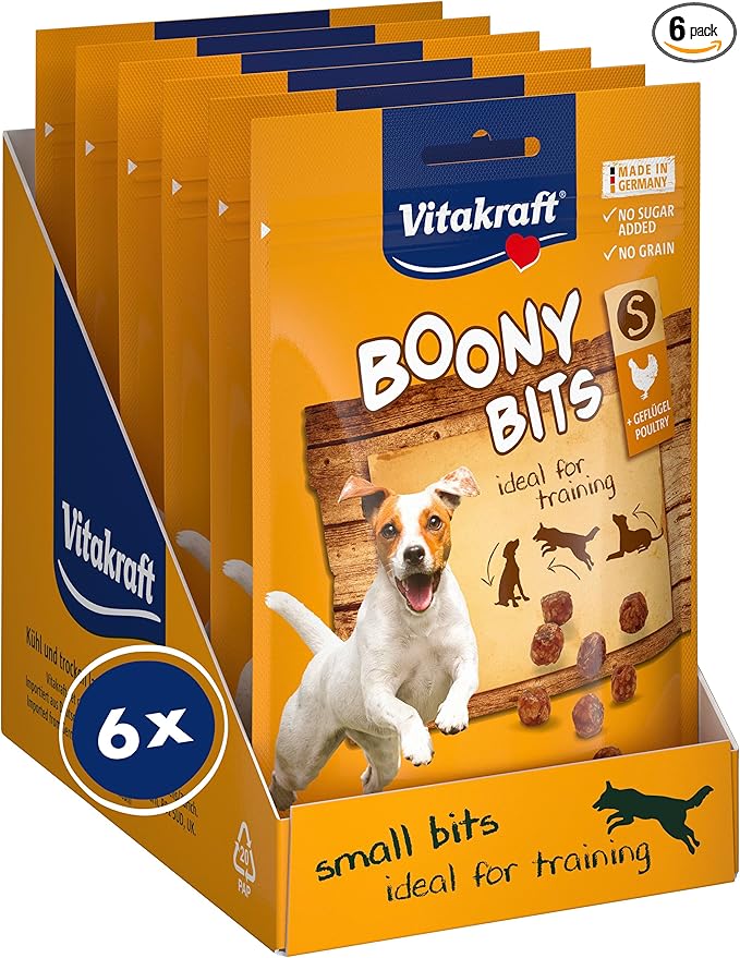 Vitakraft Boony Bits S, golosina para perros, snack carnoso para perros, golosinas de adiestramiento para perros, sin azúcar añadido (6x 55g)