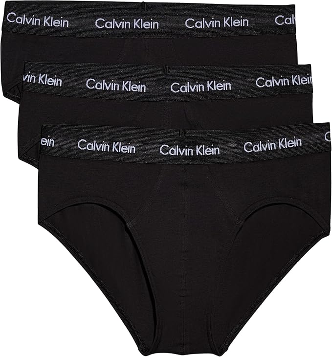 Calvin Klein Pack de 3 Calzoncillos Hip Brief para Hombre Algodón Elástico