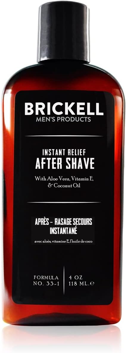 Brickell Men's Products – Loción para Después de Afeitar Alivio Instantáneo para Hombres - Natural y Orgánica - (Sin fragancia) – 118 ml
