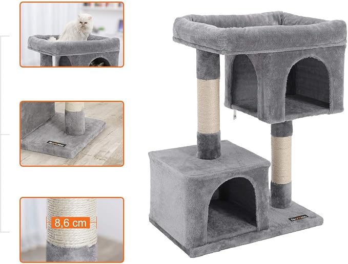 Feandrea Árbol Torre M para Gatos Grandes, 79,6 cm, 2 Cuevas, Rascador