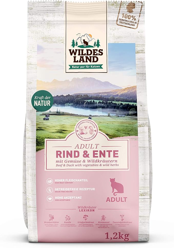 Wildes Land Alimento seco para Gatos Sabor Vaca y Pato 1,2 kg