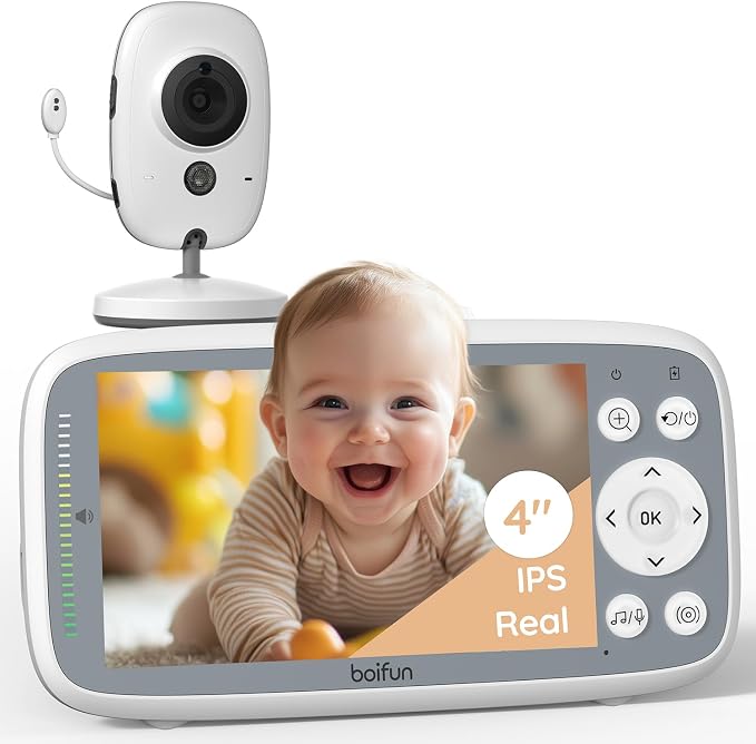 BOIFUN Camara Vigilancia Bebe sin WiFi, Nocturna Invisible, Pantalla 4" IPS