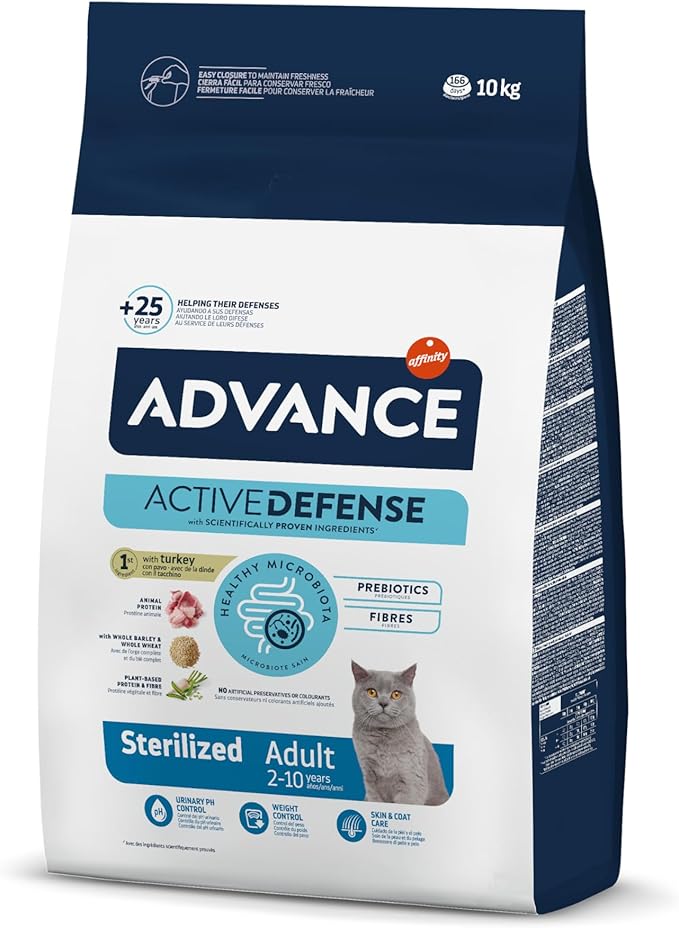 Advance Cat Adult Sterilized, Pienso para Gatos Adultos Esterilizados con Pavo, 10kg