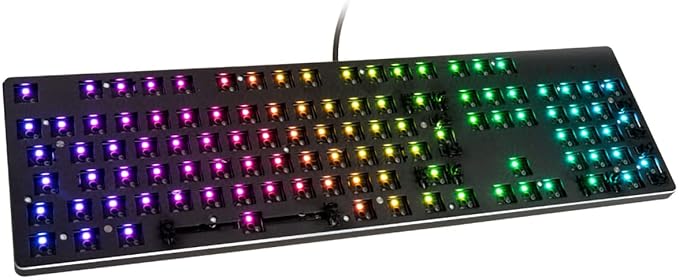 GLORIOUS Gaming GMMK Full Size 100%, Barebones (Solo Carcasa) - Teclado Gaming mecánico, RGB por tecla, Hot Swap y Personalizable, distribuciones Internacional/ISO - Negro