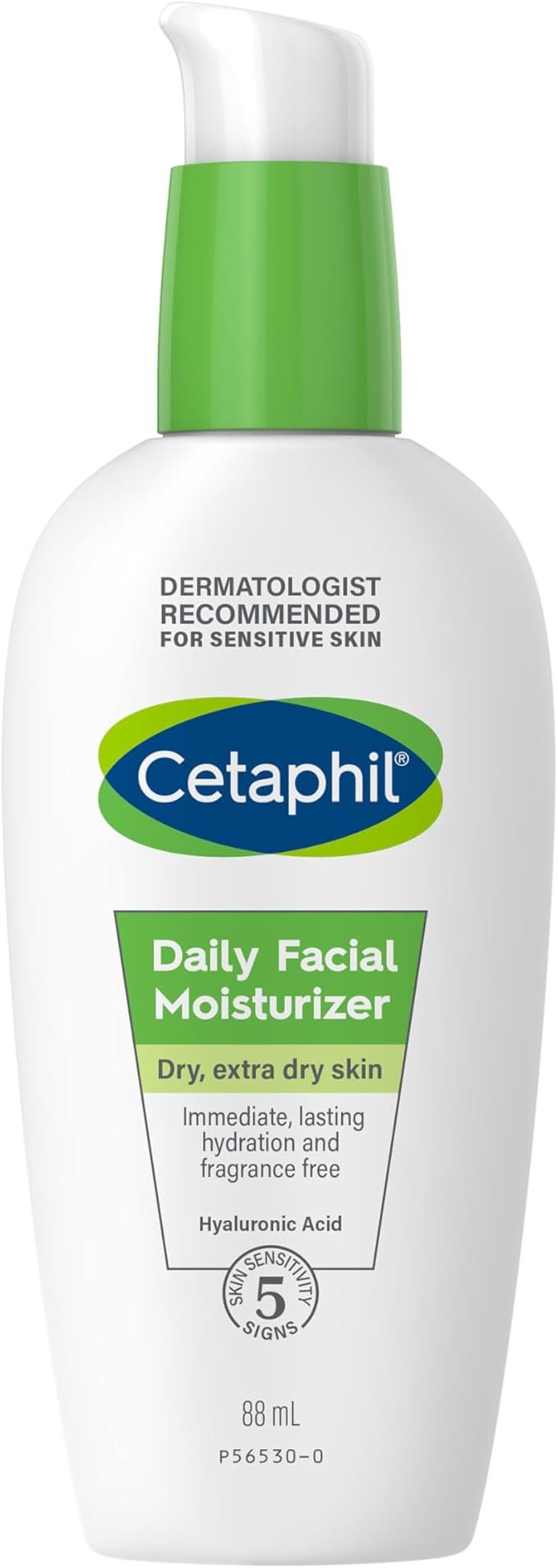 CETAPHIL Crema Hidratante Facial de Día, enriquecida con ácido hialurónico, para pieles sensibles y secas 88ML