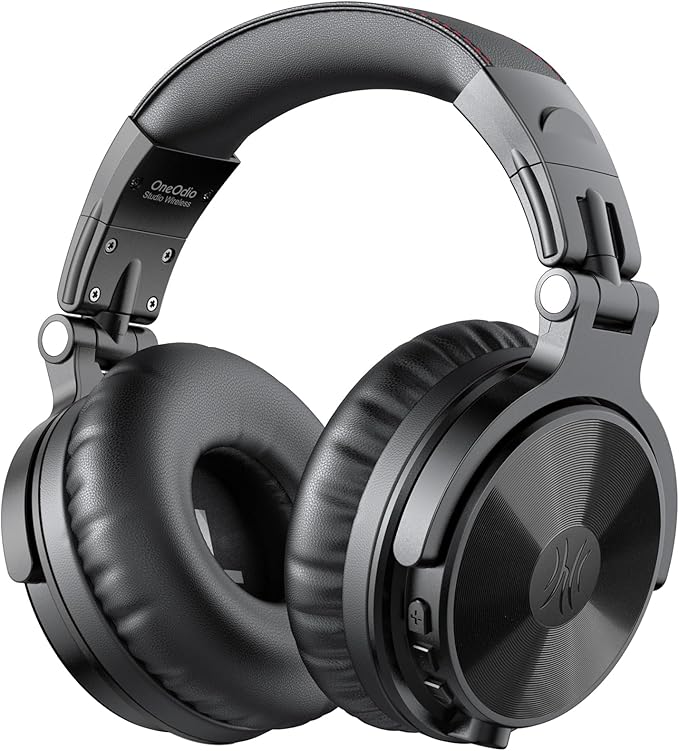 OneOdio Auricurales Bluetooth Inalámbricos 110H, Auriculares HiFi de 50mm Altavoz con Micrófono CVC 8.0, Auriculares con Cable para Móvil PC Portátil, Orejeras Proteicas 90° Ajustable para DJ