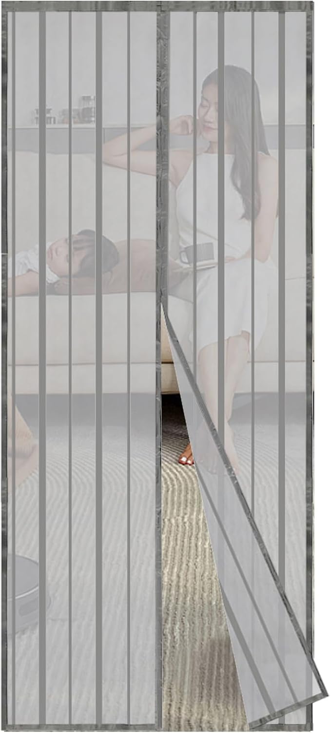 Sekey Mosquitera magnética para puerta de balcón sin necesidad de taladrar, cortina protectora contra insectos para puerta corredera, 80x200 cm, color gris