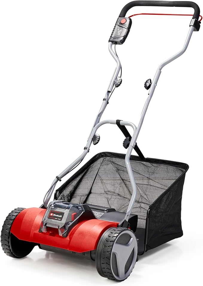 Einhell Cortacésped a batería - GE-HM 18/38 Li Solo PXC. Iones de litio, husillo de cortacésped montado sobre cojinetes de bolas con 5 cuchillas de acero. Suministrado sin batería ni cargador