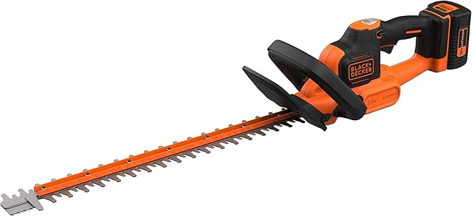 BLACK+DECKER Cortasetos 36V, Batería 2.5Ah, Cuchilla Doble Acción 55cm, Doble Interruptor y Mango, Tecnología Powercommand, Incluye Batería y Cargador 1,3A, BCHTS3625L1-QW