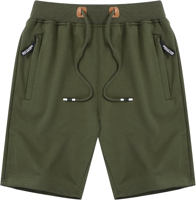 Pantalones Cortos Deportivos Casuales para Hombre con Bolsillos con Cremallera en la Cintura Elástica