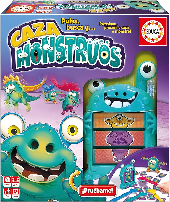 Educa - Caza Monstruos | Juego de Mesa Infantil de Agilidad Visual y Rapidez | Juguete Educativo Recomendado a Partir de 5 años (18861)