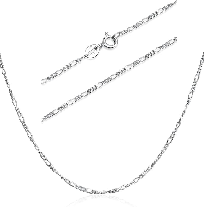 Collar de cadena italiana Figaro de plata de ley 925 de 1,5 mm