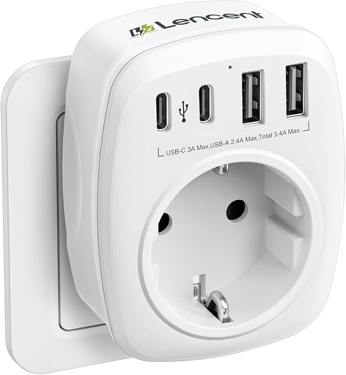 LENCENT Ladron Enchufes, Cargador USB de Pared con 1 Toma de CA