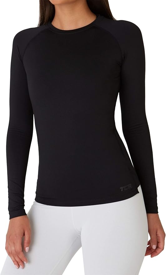 TCA Camiseta Termica Mujer Ajustada - Camiseta Térmica Mujer Manga Larga con Tecnología SuperThermal - Camisetas Termicas Compresión de Manga Larga para Running Gym Ciclismo