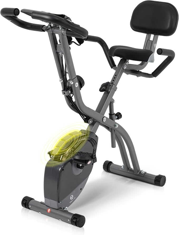 Bicicleta estática de 10 niveles de resistencia magnética ajustable, plegable y silenciosa, con banda de resistencia de brazos, pantalla LCD, utilizada para bicicleta de entrenamiento aeróbico en casa