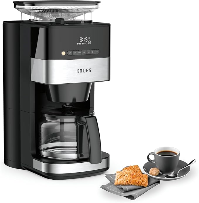 KRUPS Grind and Brew, Cafetera de filtro con molinillo 1,25L, 10-15 Tazas