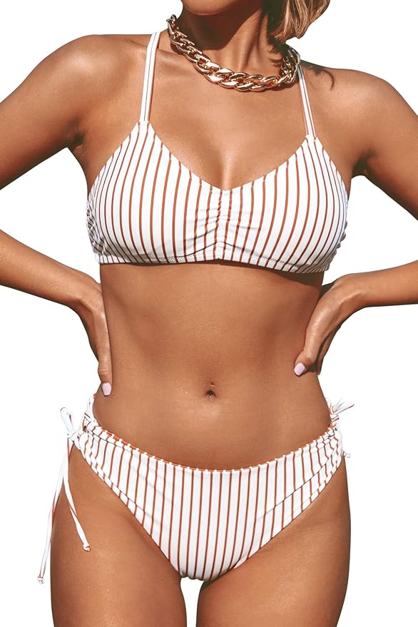 CUPSHE Conjunto de Bikini Reversible Lace Up Laderal Traje de Baño de Dos Piezas