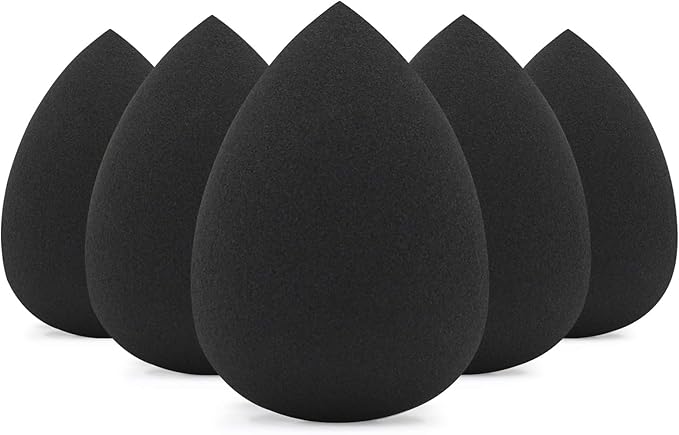 BEAKEY Esponja de Maquillaje,5 Esponjas Negras en Forma de Gota para Rostro