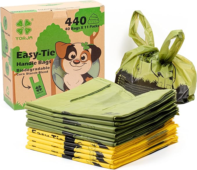Bolsas con Asas para Excrementos de Perro, 440 Bolsas para Caca de Perro, grueso y fuerte 100% a Prueba de Fugas Biodegradable