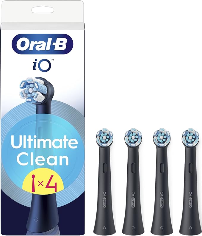 Oral-B iO Ultimate Clean Cabezales de Recambio Originales, Negro, Pack de 4
