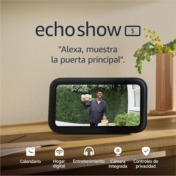 Echo Show 5 (Última generación) | Pantalla táctil inteligente diseñada para controlar tus dispositivos de Hogar digital y más | Antracita, con Acceso Anticipado a Alexa+