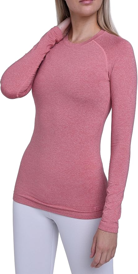 TCA Camiseta Termica Mujer Ajustada - Camiseta Térmica Mujer Manga Larga con Tecnología SuperThermal - Camisetas Termicas Compresión de Manga Larga para Running Gym Ciclismo