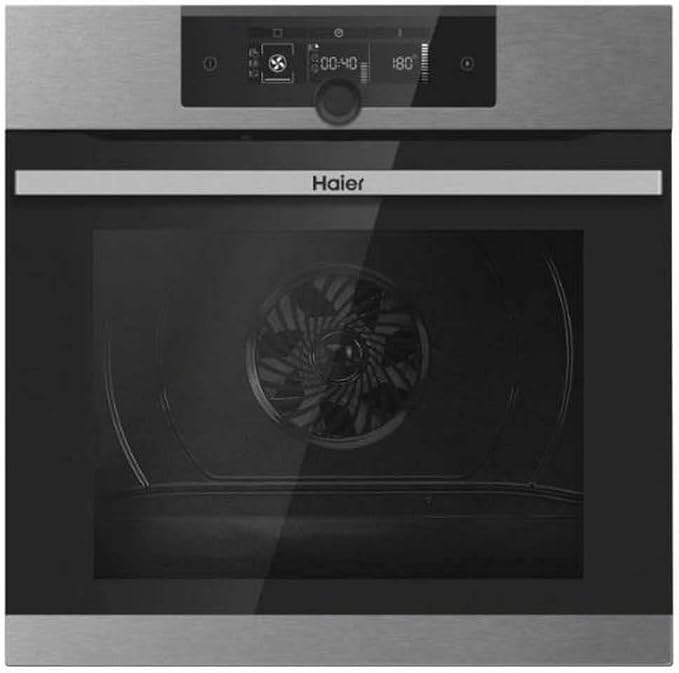 Haier I-Turn Series 2 HWO60SM2F9XH - Horno Multifunción, Pirolítico, Limpieza por Aquálisis o Pirólisis, Conectividad WIFI, Capacidad 70L, Cocción multinivel, 13 Funciones, Inox y Negro