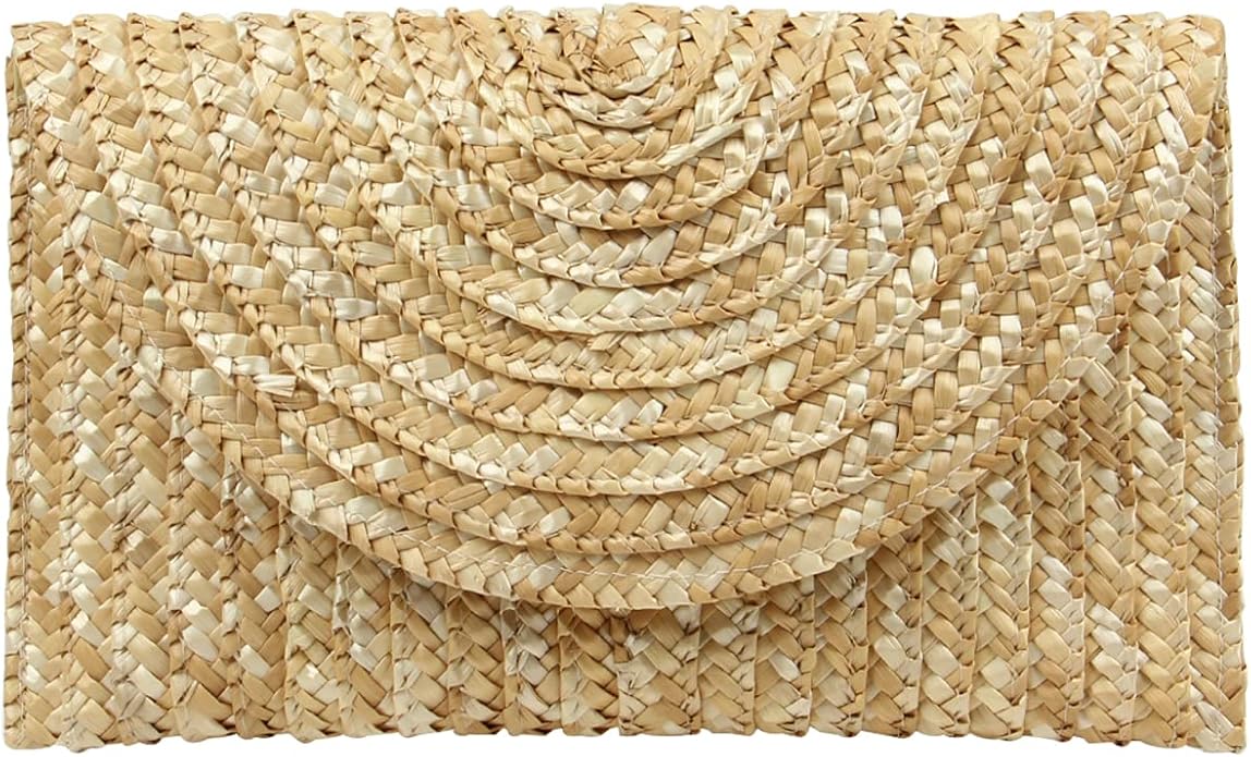 EVEOUT Carteras de Mano Clutches de Paja Tejida para Mujer Monedero de Verano Bolsa de Vacaciones en la Playa