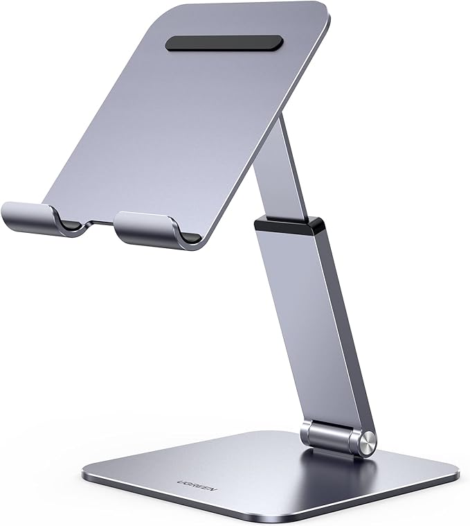UGREEN Soporte Móvil y Tablet Mesa Universal, Stand Teléfono Plegable Multiángulo de Aluminio Compatible con iPad 2022, iPhone 16 15 14 13 12, Galaxy Tab/S23 S22, Xiaomi Pad/Redmi Note