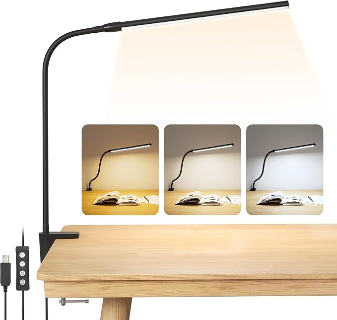 Lepro Lámpara Escritorio Pinza 460 LM Negro