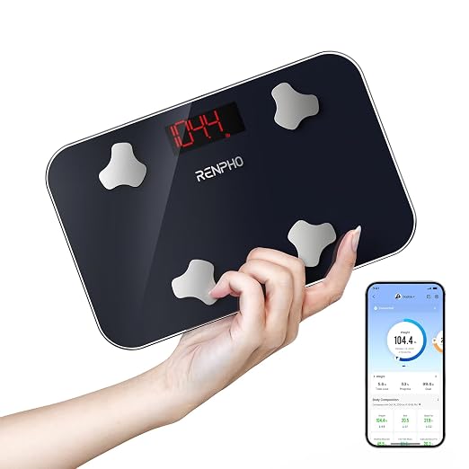 RENPHO Mini Bascula Grasa Corporal con App, Portátil para Viajes, 280x180mm