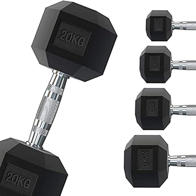 G5 HT SPORT Manillar hexagonal engomado profesional de 1 a 50 kg para pesas o gimnasio en casa, mango ergonómico antideslizante
