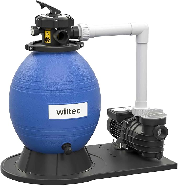 WilTec Sistema de Filtro de Arena 550W Tanque de filtrado 38l y Bomba autocebante 18000L/h Piscina