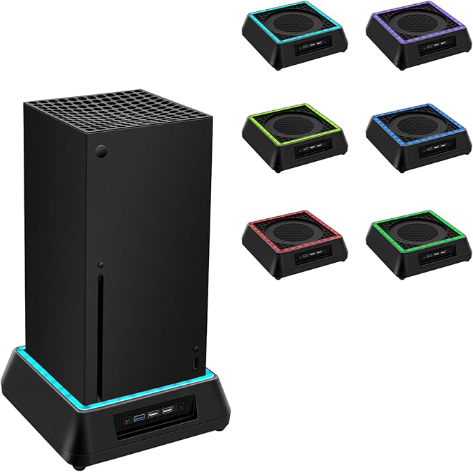 Ventilador de Refrigeración para Xbox Series X, Soporte de Refrigeración con Indicador LED, 4 Ventiladores Turbo Grandes y Sistema de Refrigeración de Velocidad de 3 Niveles para Xbox Series X