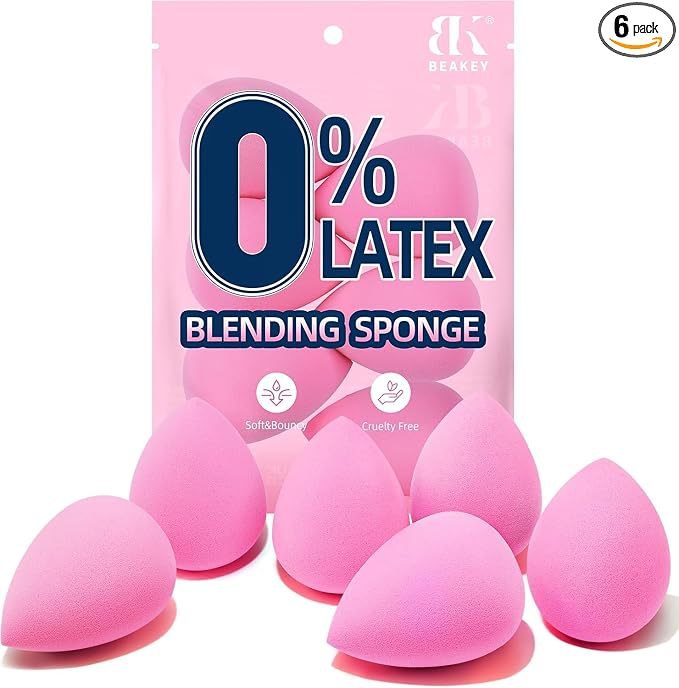 BEAKEY Esponjas de Maquillaje,Juego de 6 Rosas para Base,Corrector y Polvos