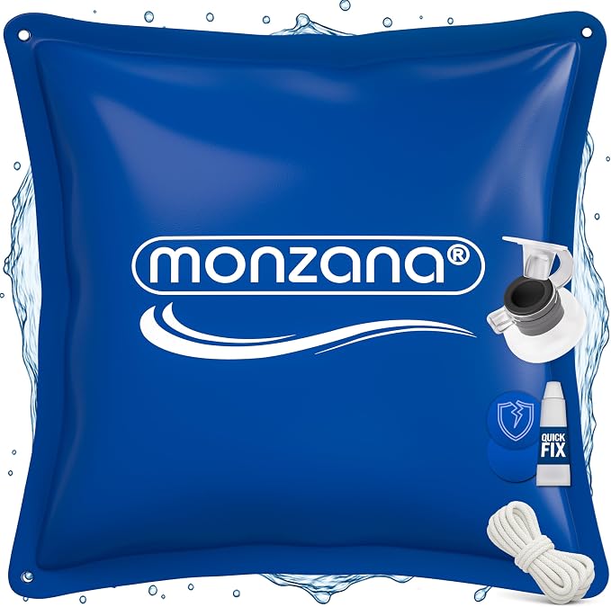Monzana® Cojín Piscina Invierno XL 120x120cm Cojín Aire PVC Accesorio Protector Resistente Cloro Válvula Seguridad Kit Reparación Set a Elegir