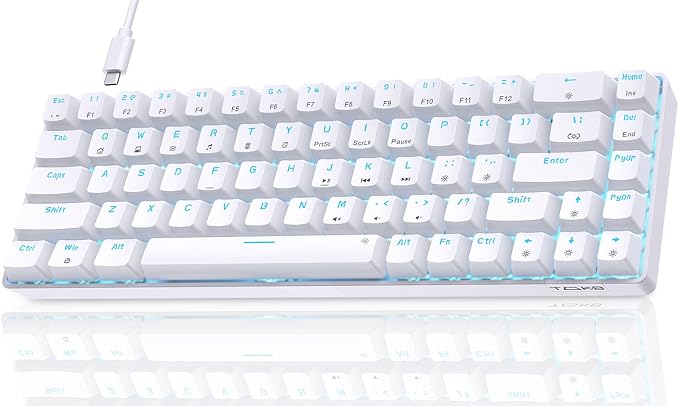 Dierya T68SE Teclado Mecánico Gaming Mini 60% Red Switch Mechanical Keyboard con Retroiluminación LED,Cable USB-Type C,Teclado Ultra-Compacto 68 Teclas Anti-Fantasma US Layout para PC/Windows