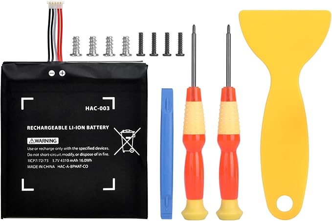 4310mAh HAC-003 Batería para Nintendo Switch Consola con Accesorios | Batería de Repuesto, lithium Recargable hac-001 Alta Capacidad, con Kit de Herramientas de Reparación