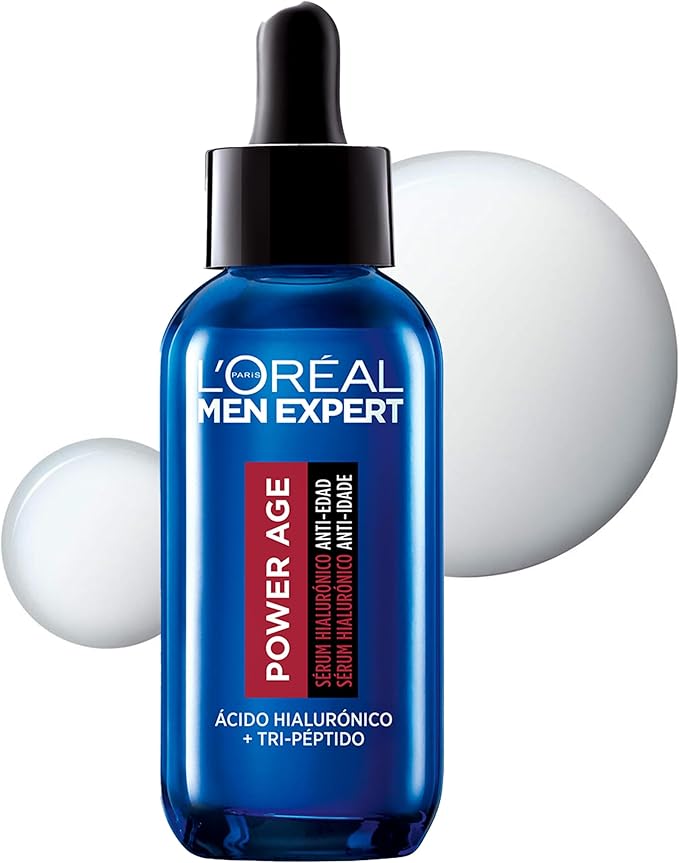 L'Oréal Sérum de Ácido hialurónico para hombre, Para pieles envejecidas, secas y apagadas, Men Expert Power Age, 30ml
