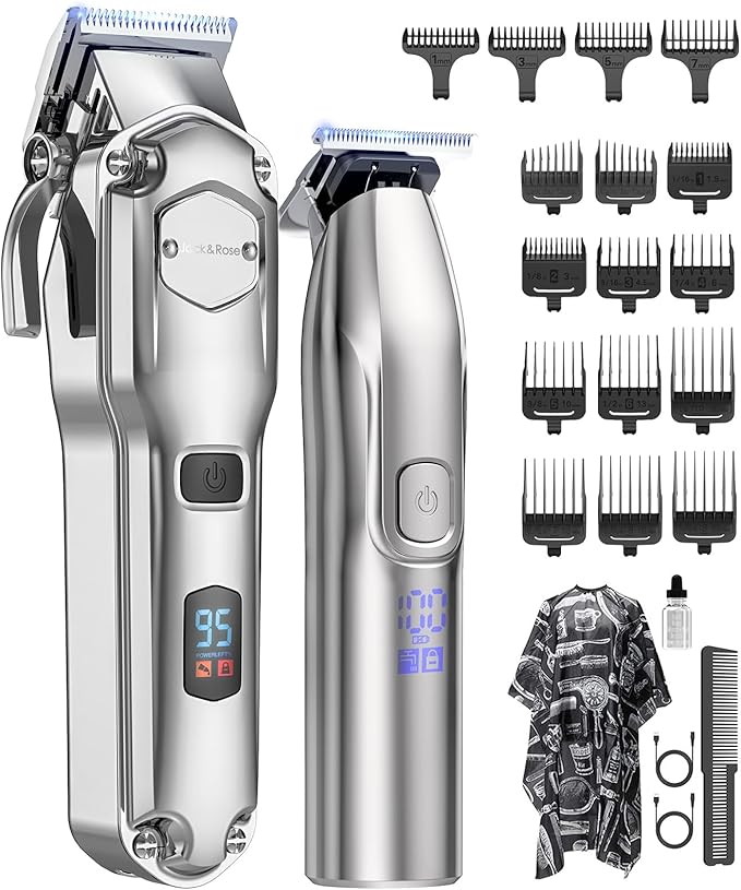 Maquina de Cortar Pelo Hombre,Juego de Barbero y Recortador,Cortapelos Recortadora de Barba,Maquina de Afeitar Hombre con Peines Guía