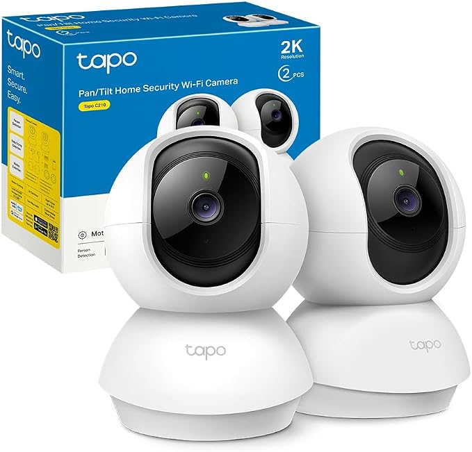 Tapo C210P2 - Cámara de Vigilancia WiFi Interior 360º, 2K 3MP, Detección IA