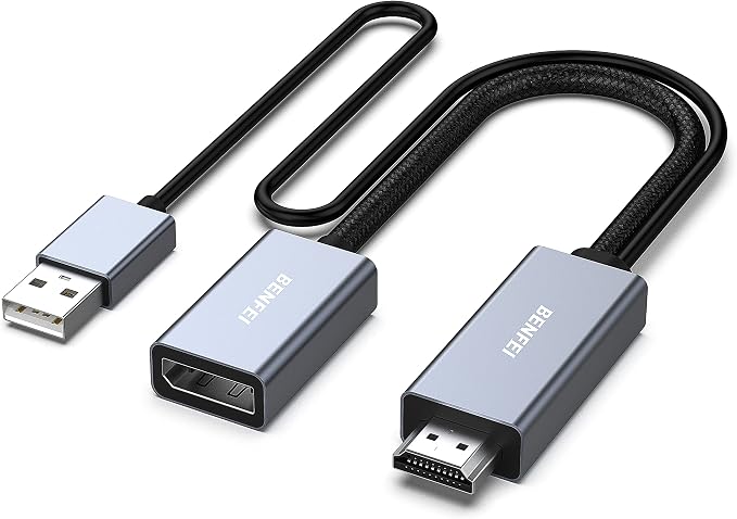 BENFEI - Adaptador HDMI a DisplayPort, convertidor HDMI a DisplayPort 4K@60Hz 2K@144Hz 1080P @165Hz, Compatible con Tarjeta gráfica PC portátil PS5 Xbox One (360)