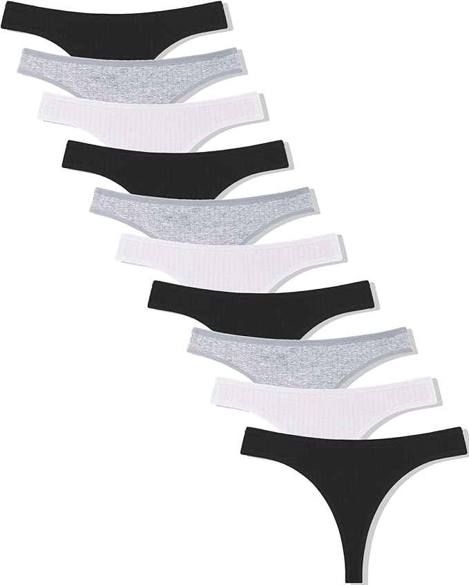 FINETOO Pack de 10 Tangas de Algodón para Mujer, Ropa Interior Sexy, Lencería, Paquete Múltiple S-XL, Multicolor