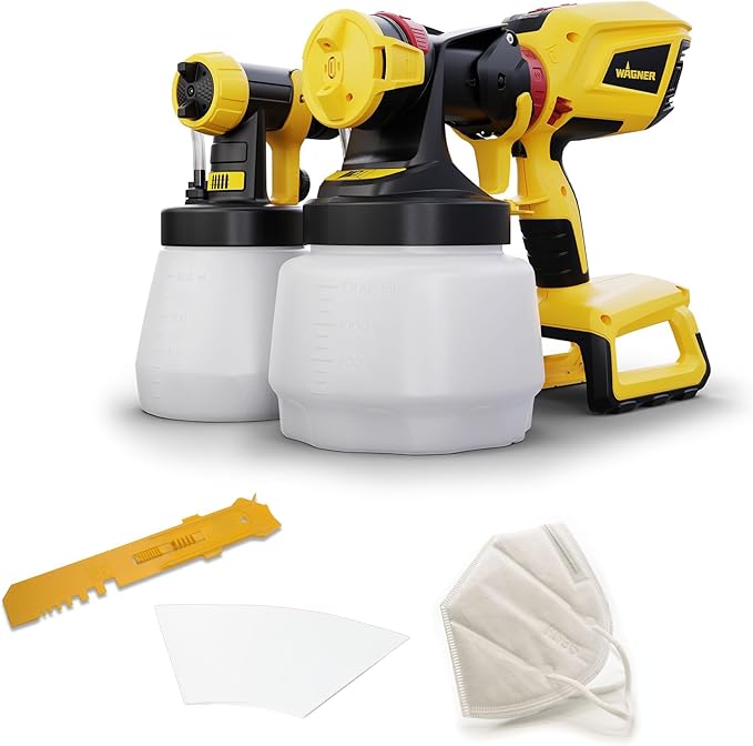 WAGNER pulverizador de batería W 600 FLEXiO 18 V (la batería y el Cargador no se Incluyen en el Volumen de Suministro) para Pinturas de plásticas/látex, Barnices y esmaltes, depósito 1300 ml + 800 ml